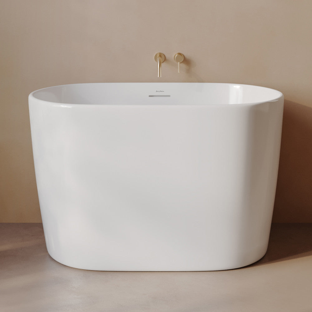 Claire 43" Japanese Soaking Freestanding Bathtub in Glossy White, Drain Included