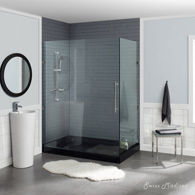 Voltaire 60" x 36" Acrylic Black, Single-Threshold, Right Drain, Shower Base