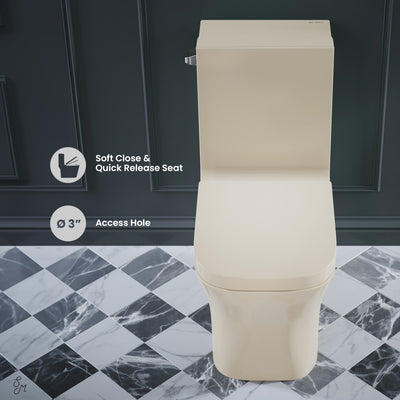 Concorde One Piece Square Left Side Flush Handle Toilet 1.28 gpf in Bisque