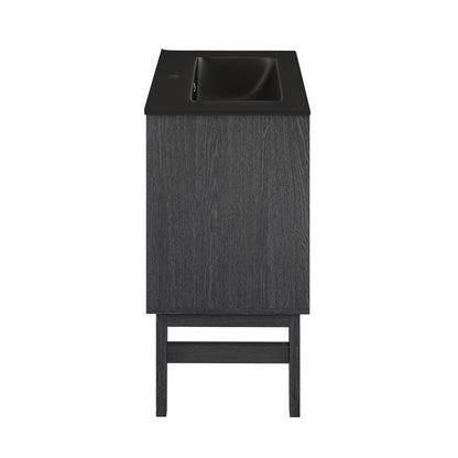 Bosse 24" Freestanding Bathroom Vanity in Black Oak with Black Sink Top