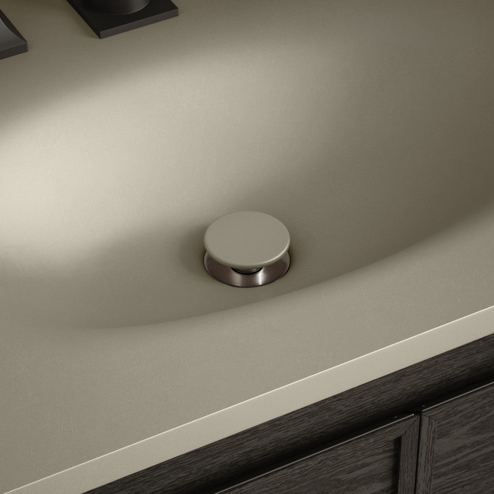 Lisse Concrete Bathroom Sink Non-Overflow Pop Up Drain in Matte Taupe