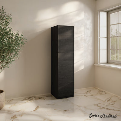 St. Tropez 15 x 15 x 60 Freestanding Linen Cabinet in Black Oak