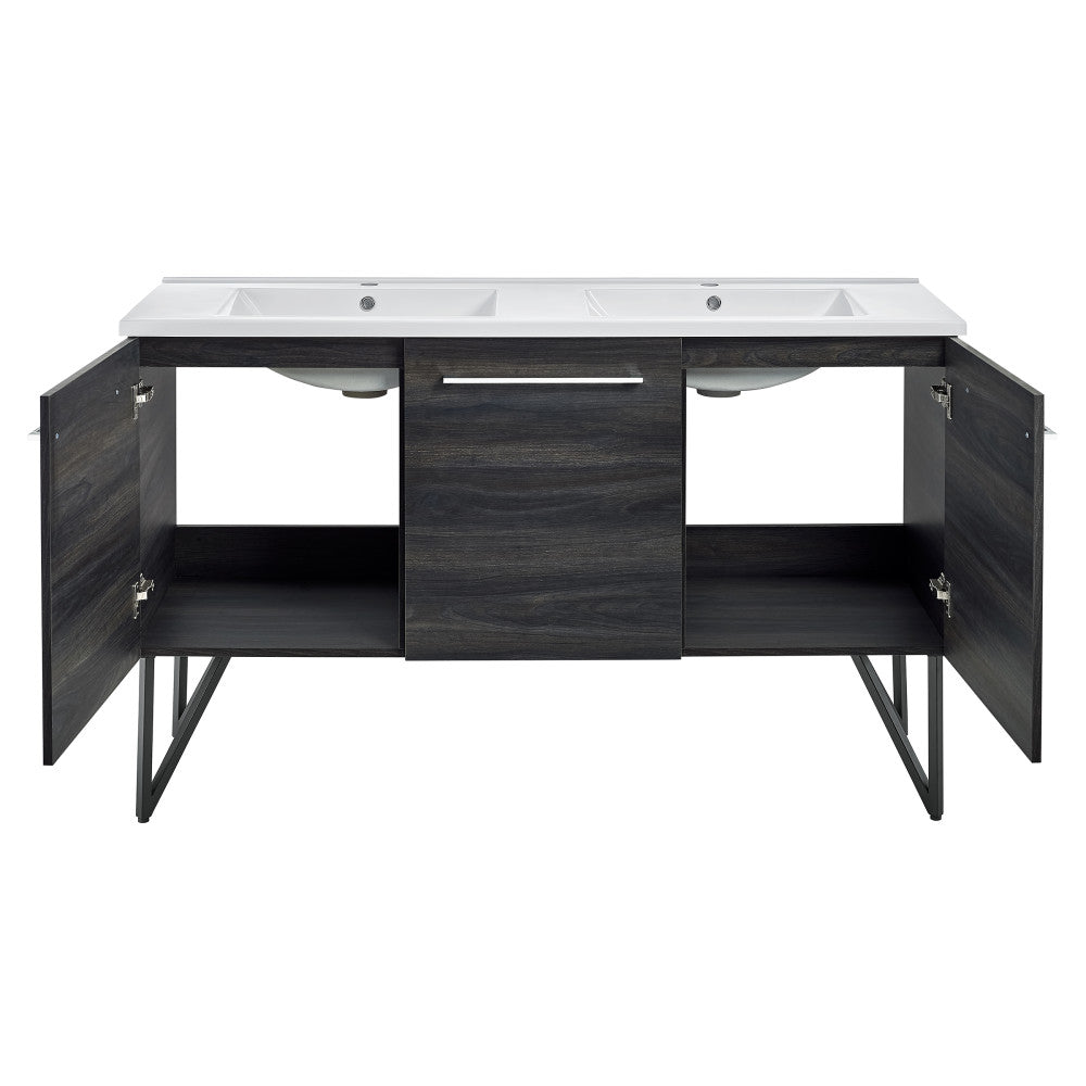 Annecy 60" Freestanding Bathroom Vanity in Black Walnut with Sink Top
