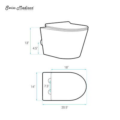 Calice Wall-Hung Toilet Bundle 0.8/1.6 GPF Dual Flush in Glossy White with White Flush Plate