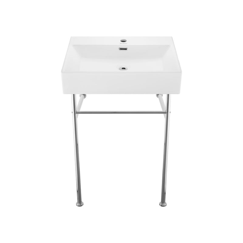 Claire 24" Rectangle Console Sink with Faucet, Drain, P-trap included, with Chrome Legs