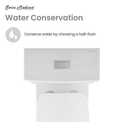 Elongated one-piece toilet with dual-flush and white finish.