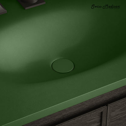 Lisse Concrete Bathroom Sink Non-Overflow Pop Up Drain in Matte Royal Green