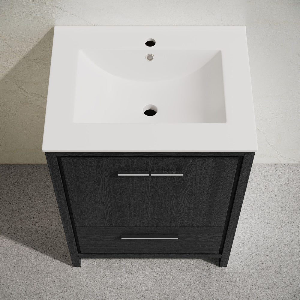 Virage 24" Freestanding Bathroom Vanity in Black Oak with Sink Top