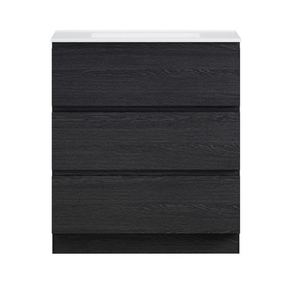 Liberte 30" Freestanding Bathroom Vanity in Black Oak with 3-Hole Widespread Sink Top