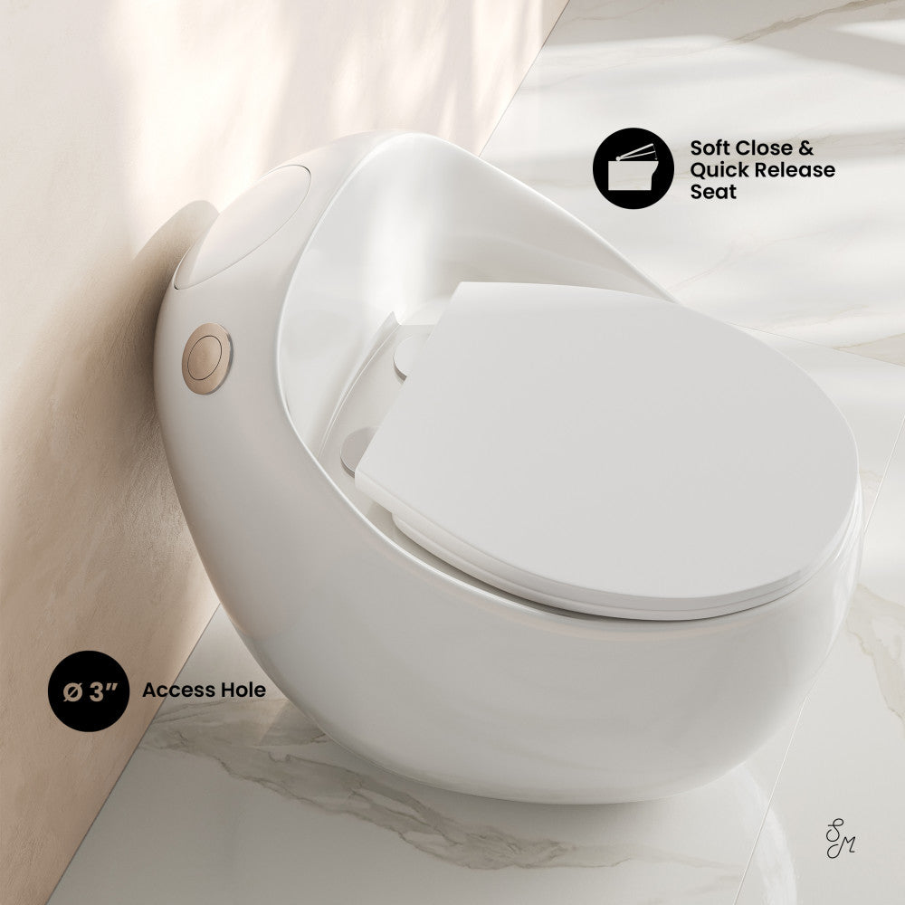 Plaisir II One-Piece Round Toilet Top Flush 1.28 GPF – Swiss