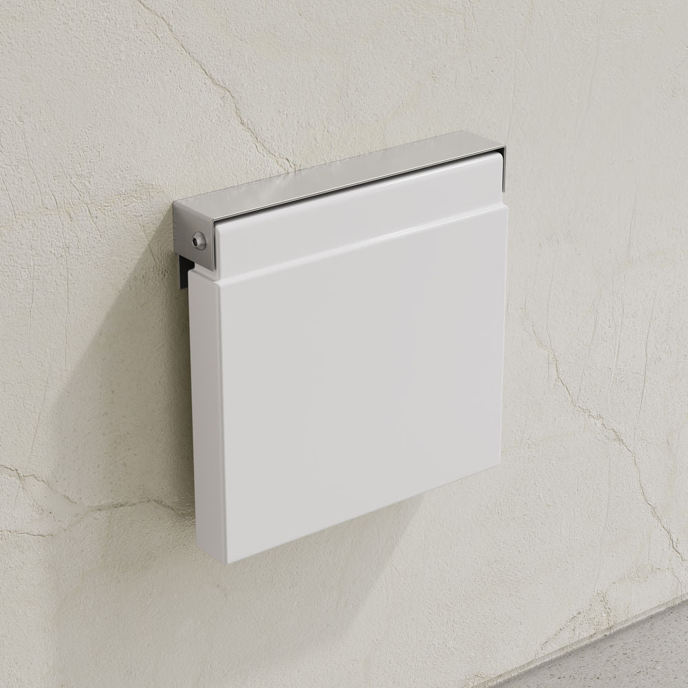 Avenir 14" x 13" Folding Wall-Mounted Shower Seat in Glossy White, PU Leather Padded