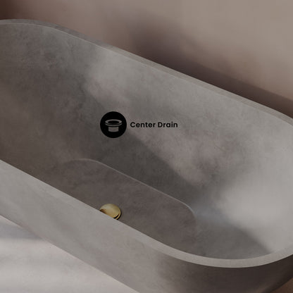 Claire 60" Freestanding Concrete Bathtub in Gray, Drain Included