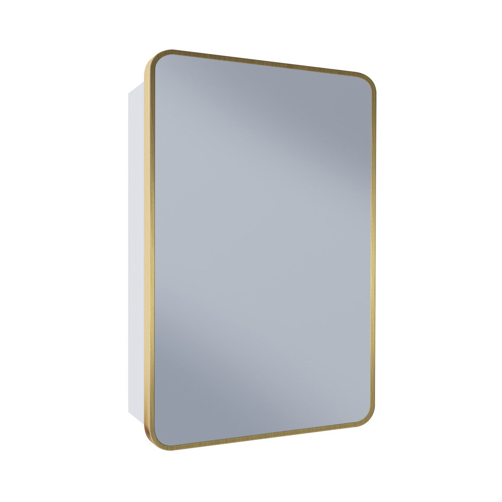 Pierre 20 x 30 Rectangle Recessed/Wall Mount Medicine Cabinet with Mirror in Brushed Gold