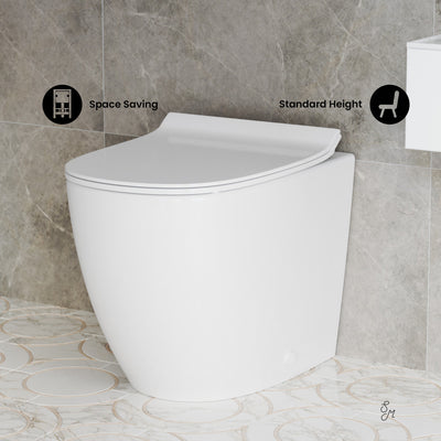 St. Tropez Back-to-Wall Toilet Bundle 0.8/1.6 GPF Dual Flush in Glossy White with Black Flush Plate