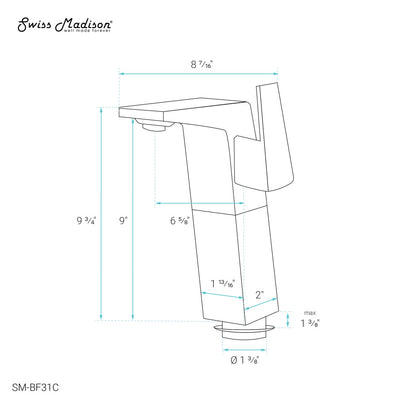 Carre Single Hole, Single-Handle, High Arc Bathroom Faucet in Chrome