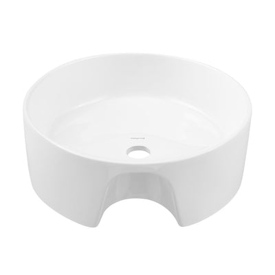 Monaco 16" Round Console Sink with Faucet Mount, White Basin Matte Black Legs