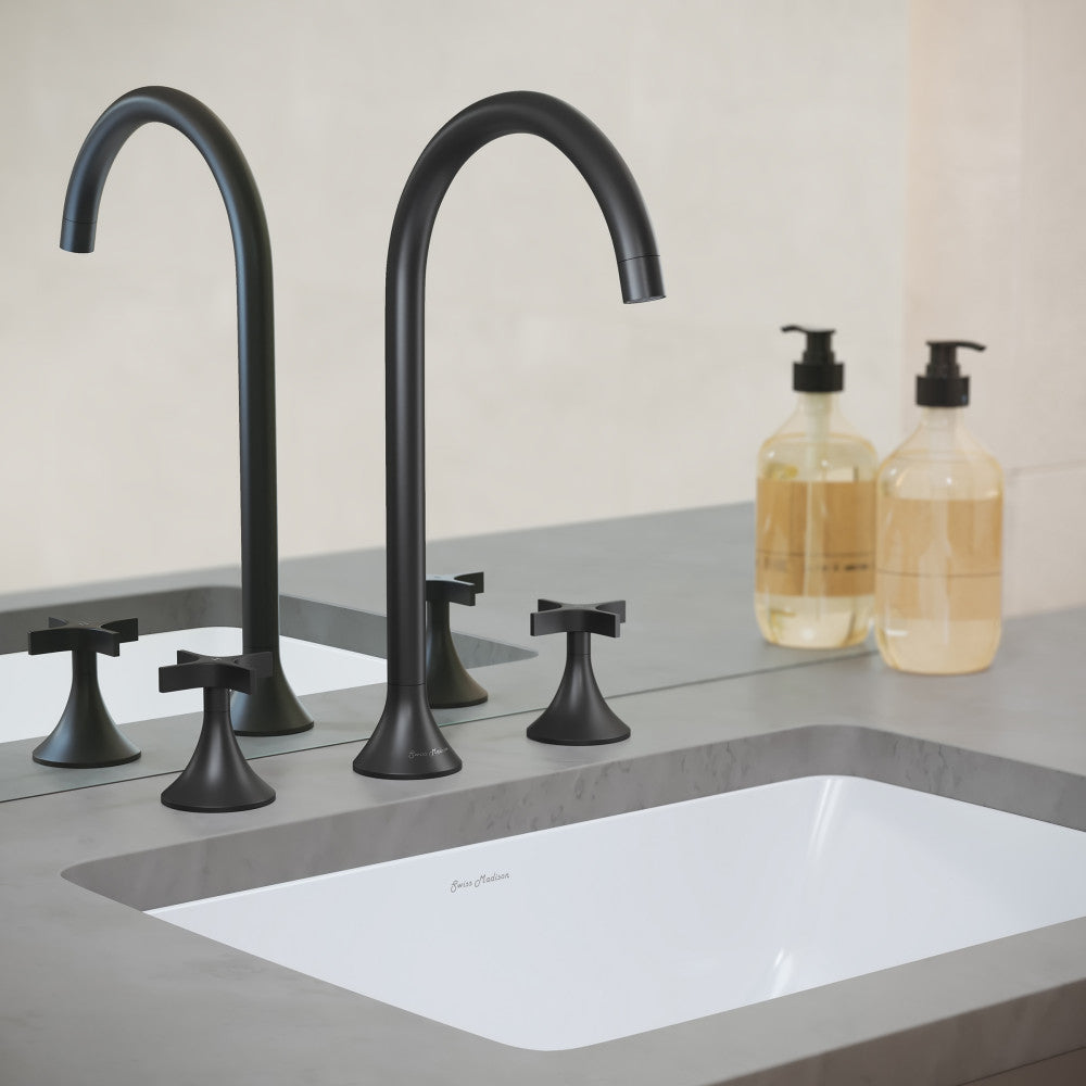 Daxton 8 in. Widespread, Cross Handle, Bathroom Faucet in Matte Black