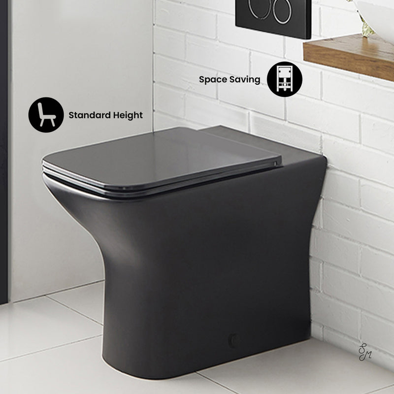 Carre Back-to-Wall Elongated Toilet Bowl in Matte Black