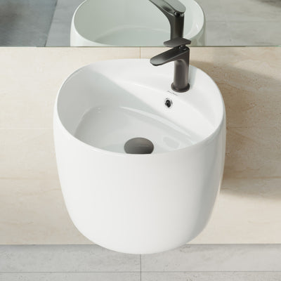 Ivy 18 in. Ceramic Glossy White Wall Mount Sink