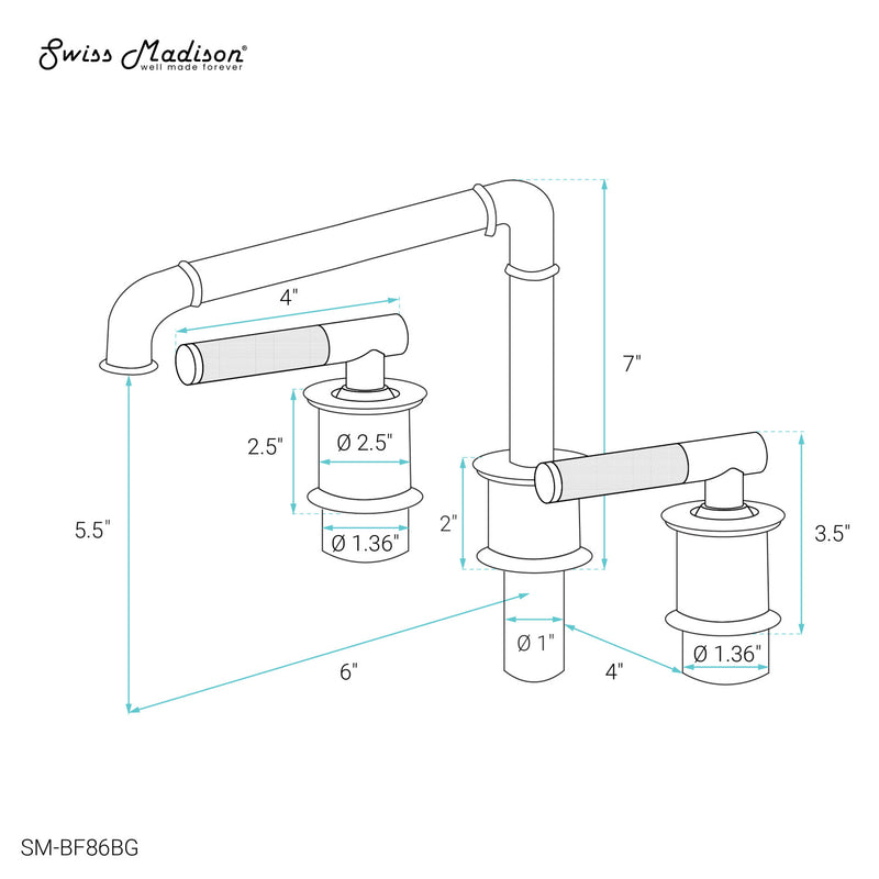 Avallon 8 in. Widespread, Sleek Handle, Bathroom Faucet in Brushed Gold