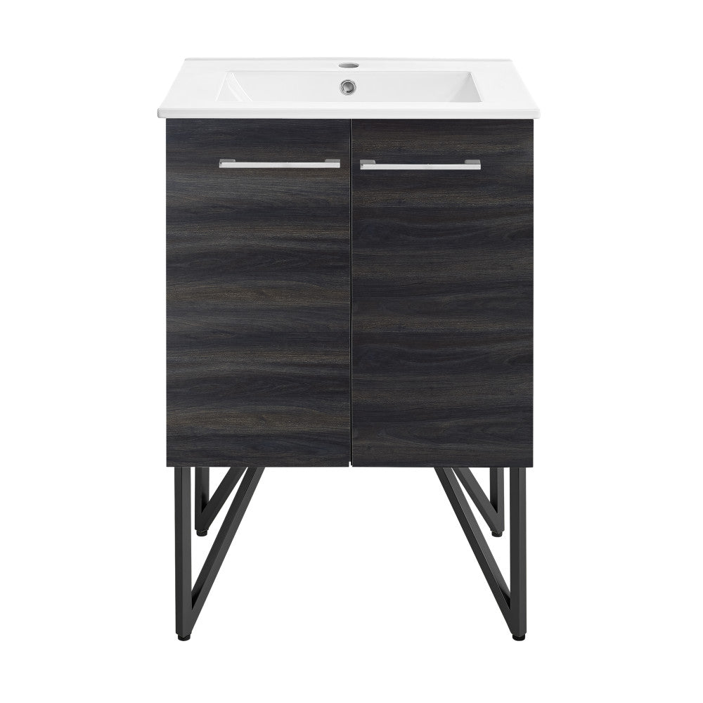 Annecy 24" Freestanding Bathroom Vanity in Black Walnut with Sink Top
