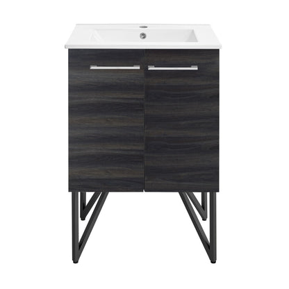 Annecy 24" Freestanding Bathroom Vanity in Black Walnut with Sink Top