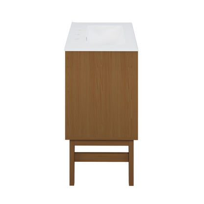 Bosse 24" Freestanding Bathroom Vanity in Brown Oak with 3-Hole Centerset Sink Top