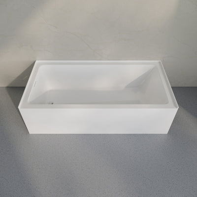 Voltaire 72 x 32 Skirted Left Drain Soaking Alcove Bathtub in Glossy White, Drain Included