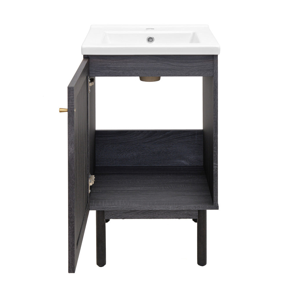 Classe 18" Freestanding Bathroom Vanity in Black Oak with Sink Top