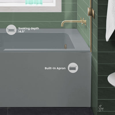 Voltaire 60" x 32" Right-Hand Drain Alcove Bathtub with Apron and Armrest in Matte Gray