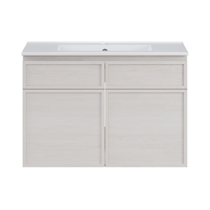 St. Tropez 30" Wall-Mounted Bathroom Vanity in White Oak with Sink Top