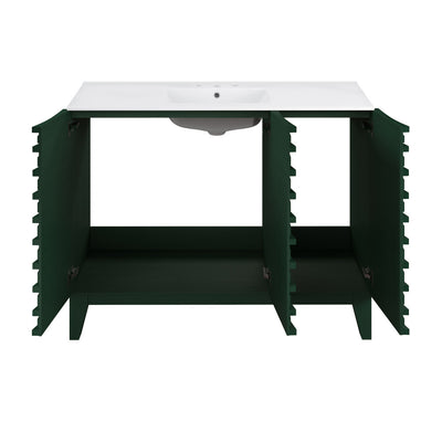 Cascade 48" Freestanding Bathroom Vanity in Green Oak with 3-Hole Widespread Sink Top
