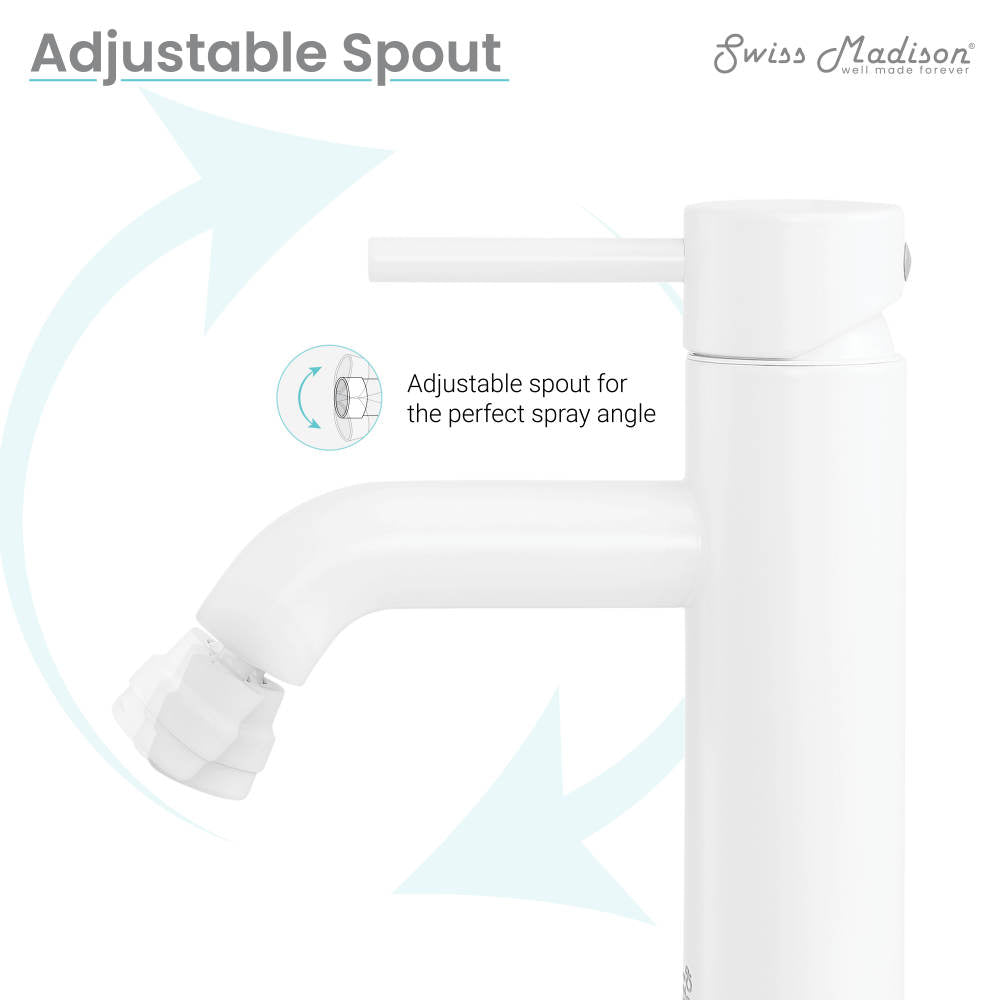 Single-handle bidet faucet in matte white with adjustable spout for spray angle.