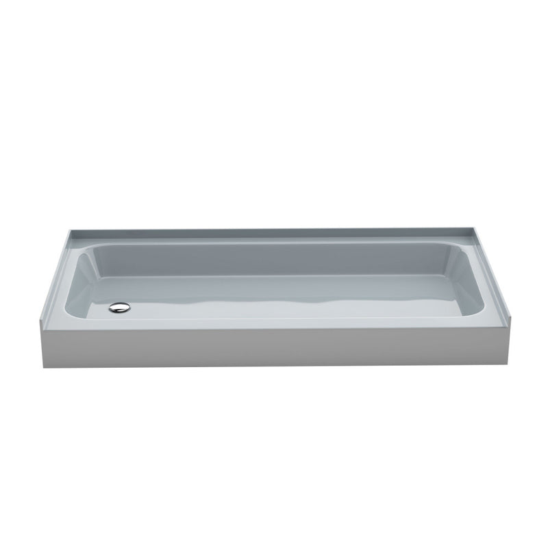 Voltaire 60 x 30 Shower Pan Base with Left Drain in Glossy Gray