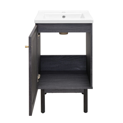 Classe 18" Freestanding Bathroom Vanity in Black Oak with Sink Top