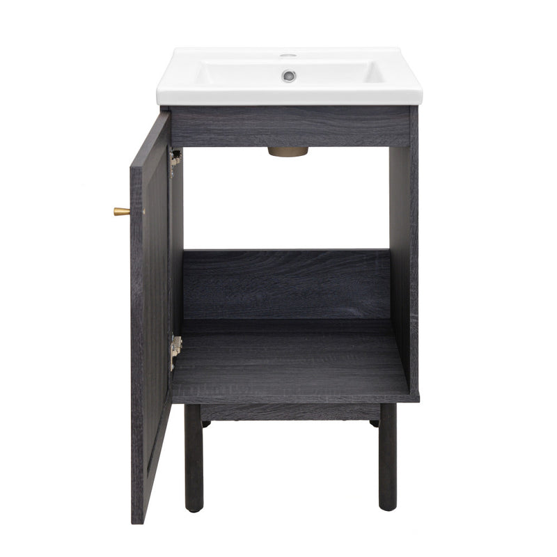 Classe 18" Freestanding Bathroom Vanity in Black Oak with Sink Top