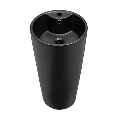 Monaco Circular Basin Pedestal Sink, Matte Black