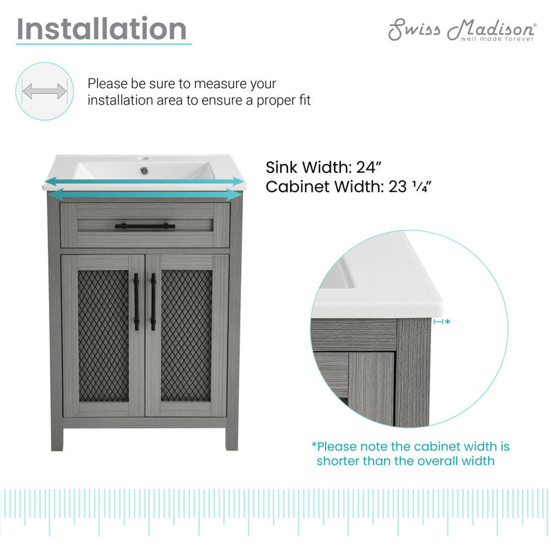 Calice 24" Bathroom Vanity in Carbon Gray