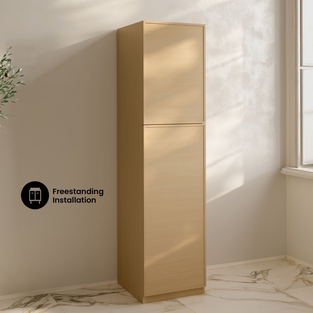 St. Tropez 15 x 15 x 60 Freestanding Linen Cabinet in Natural Oak