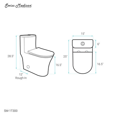 TWISTER Dual Flush, Cascade One-Piece Compact Toilet, 1.1/1.6 GPF