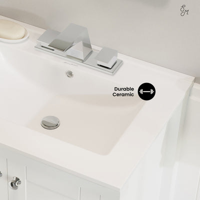 24" 3-Hole Centerset Vanity Sink Top in Glossy White