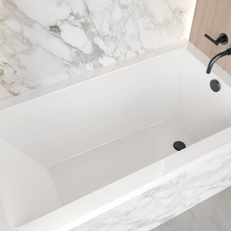 Voltaire 54 x 30 Right Drain Soaking Alcove Bathtub in Glossy White