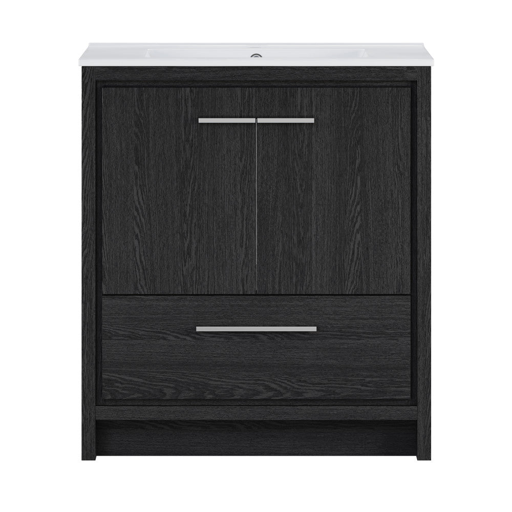 Virage 30" Freestanding Bathroom Vanity in Black Oak with Sink Top