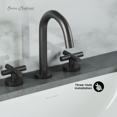 Ivy Courte 8 in. Widespread, Cross Handle, Bathroom Faucet in Matte Black