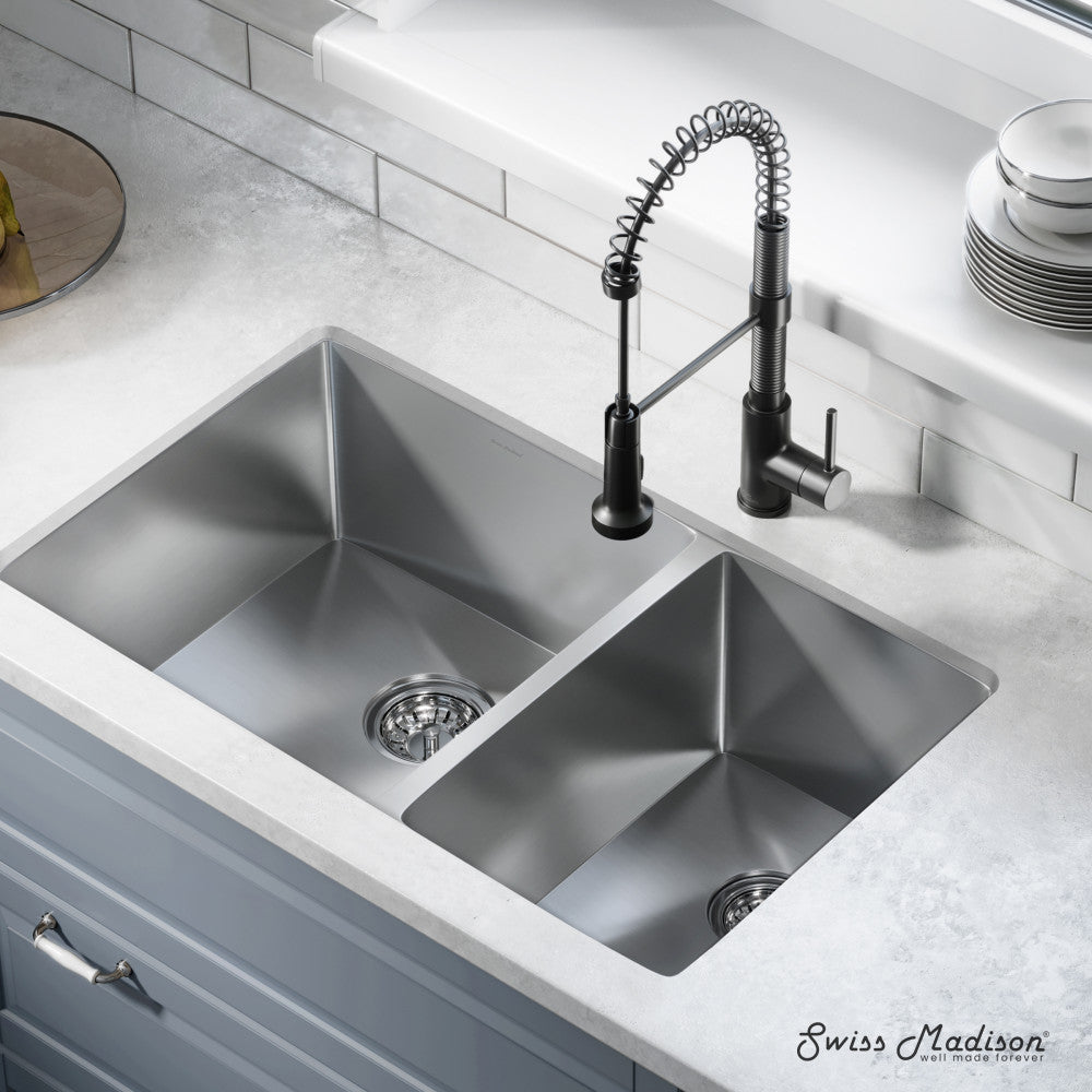 Rivage 33 x 20 Stainless Steel, Dual Basin, Undermount Kitchen Sink