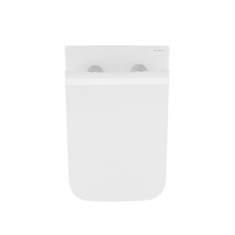 Carre Wall-Hung Toilet Bundle 0.8/1.6 GPF Dual Flush in Glossy White with Brass Flush Plate