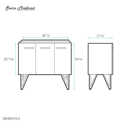 Annecy 60 Glossy White Bathroom Vanity Cabinet Only (SM-BV216)