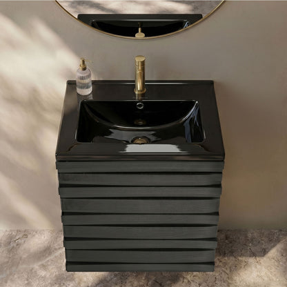 18" Vanity Sink Top in Glossy Black