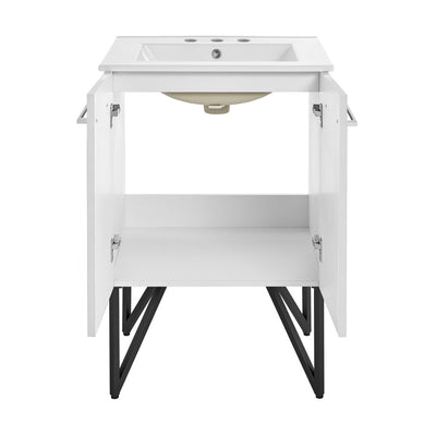 Annecy 24 in. White Bathroom Vanity With White, 3-Hole Ceramic Sink Top