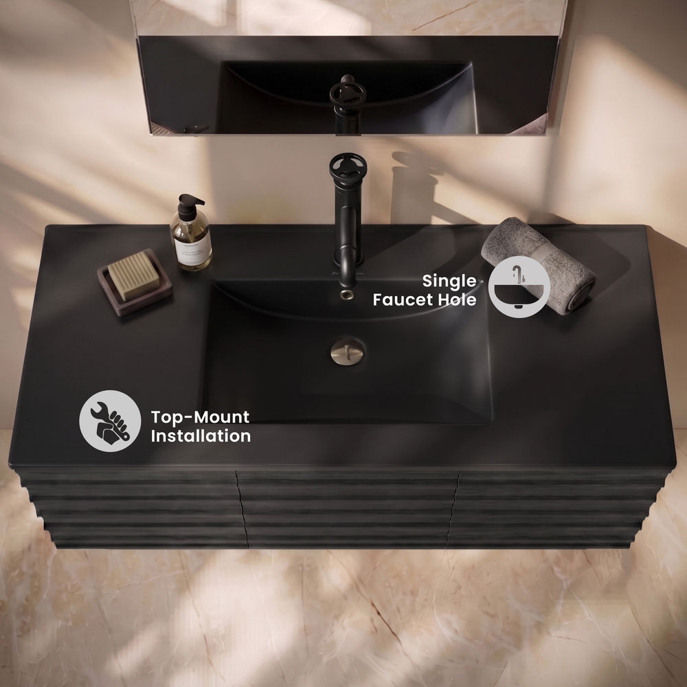 48" Vanity Sink Top in Matte Black